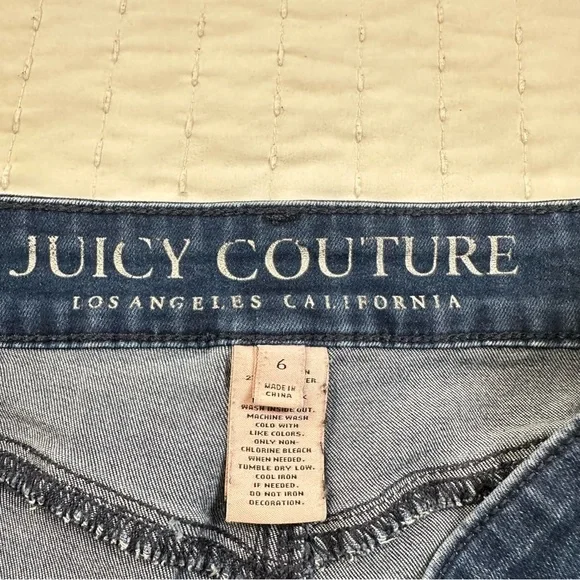 Juicy Couture Y2K Los Angeles California Dark Blue Distressed Skinny Jeans - Picture 10 of 13